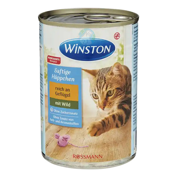 کنسرو 400 گرمی گربه بالغ طعم مرغ و گراز Winston